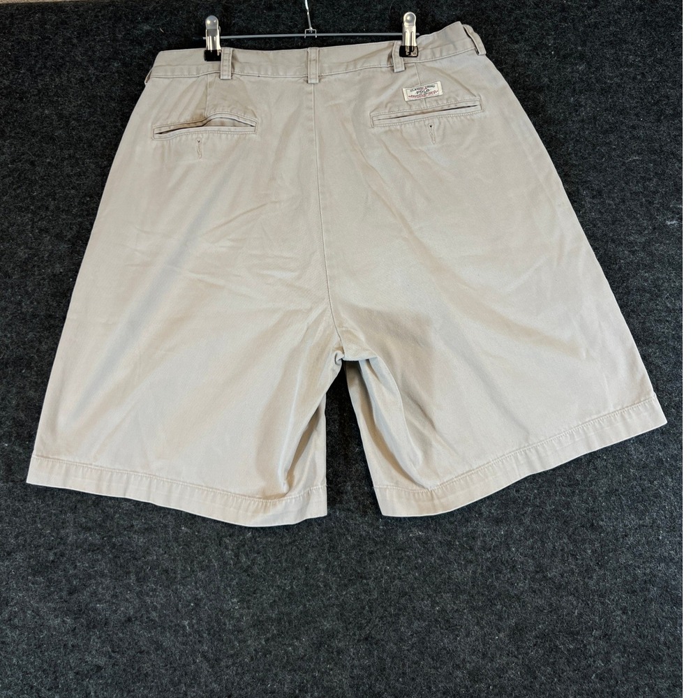 Vintage 90s Polo Ralph Lauren Tyler Short Mens 34 Khaki Tan Pleated Chino Cotton